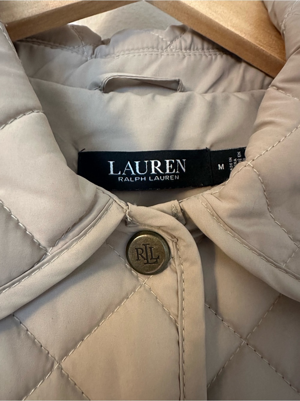 Ralph Lauren Beige Quilted Jacket Women’s Medium Like New - Picture 4 of 5